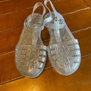 clear glitter jelly sandals